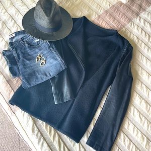 Black wool & leather VINCE blazer